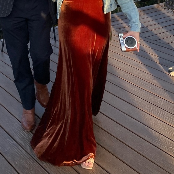 Revelry - Dylan Velvet Dress, Rust - Picture 11 of 11